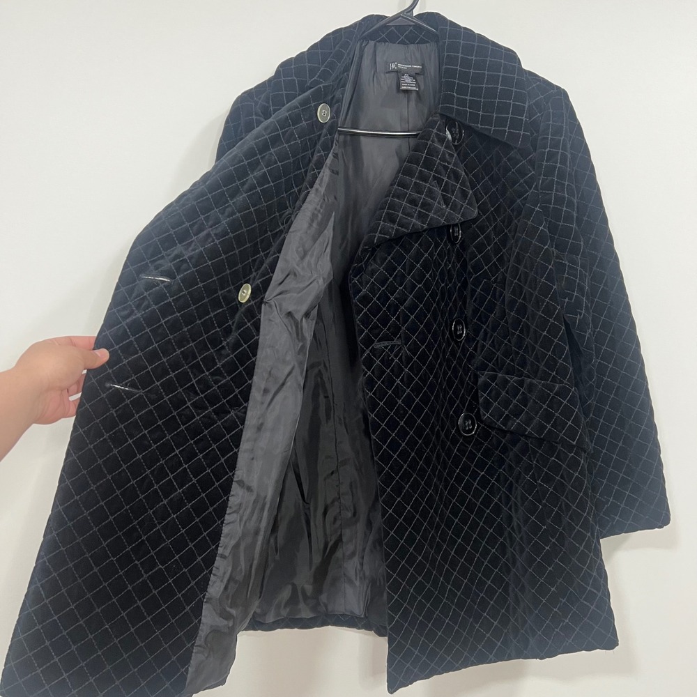 INC International Concepts Black Quilted Velvet Pea Coat Jacket Womens 1X - Picture 6 of 11